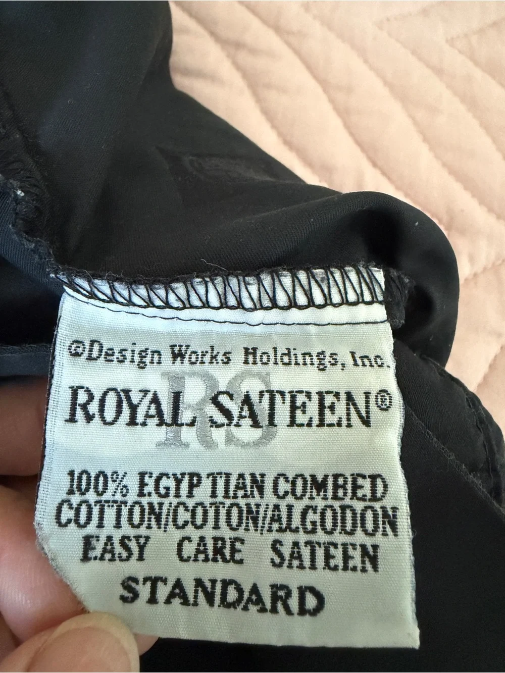 Vintage Royal Sateen 3 King Pillowcases Black Jacquard 100% Egyptian Cotton